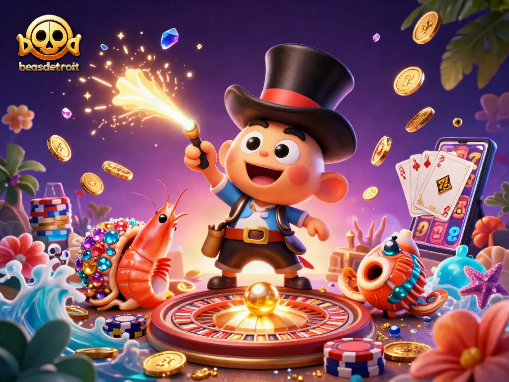 Experience exciting wins with beasdetroit while the anglerfish attracts treasures in this vibrant casino scene.