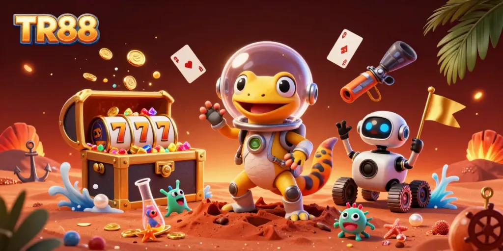 Engage with TR88's thrilling slots adventure exploring a golden casino on Mars!