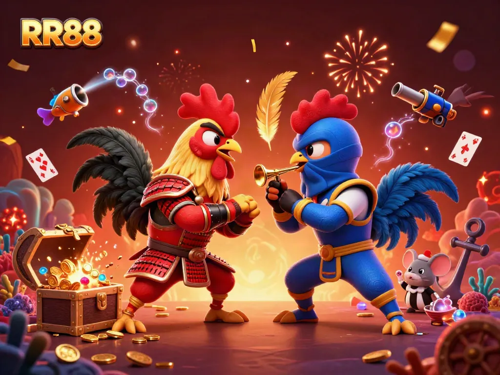 Engage with RR88’s thrilling cockfighting, featuring dynamic roosters and rich casino elements.