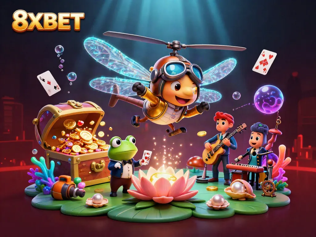 Experience the thrilling 8XBET gaming world as characters engage in dynamic casino action.