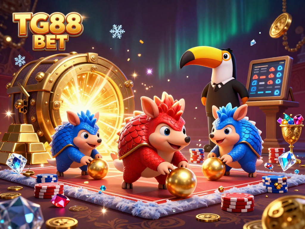 Engage in thrilling experiences at TG88 BET with pangolins bowling through golden chips and treasures.